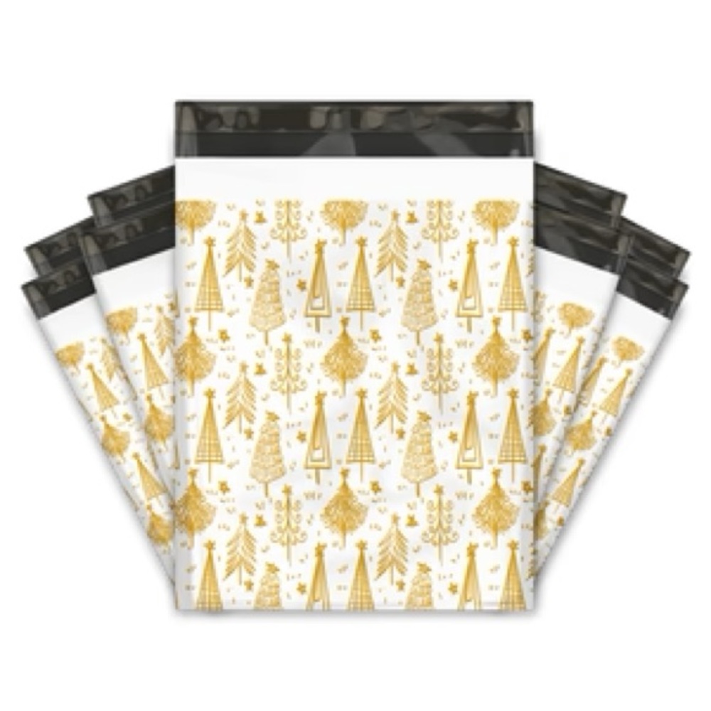 Gold Christmas Tree Poly Mailer’s 10x13 Pack of 25 - Picture 4 of 5